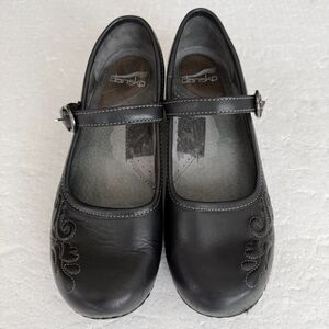Size 38 - DANSKO Savannah Black Mary Jane Clogs Floral Embroidered Lagenlook
